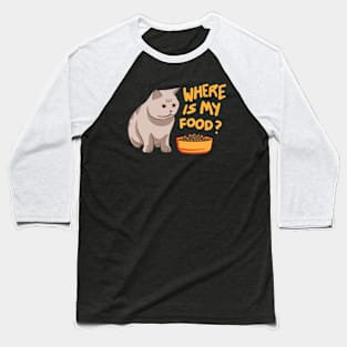 Illustration of a fat gray cat looking for its food Baseball T-Shirt